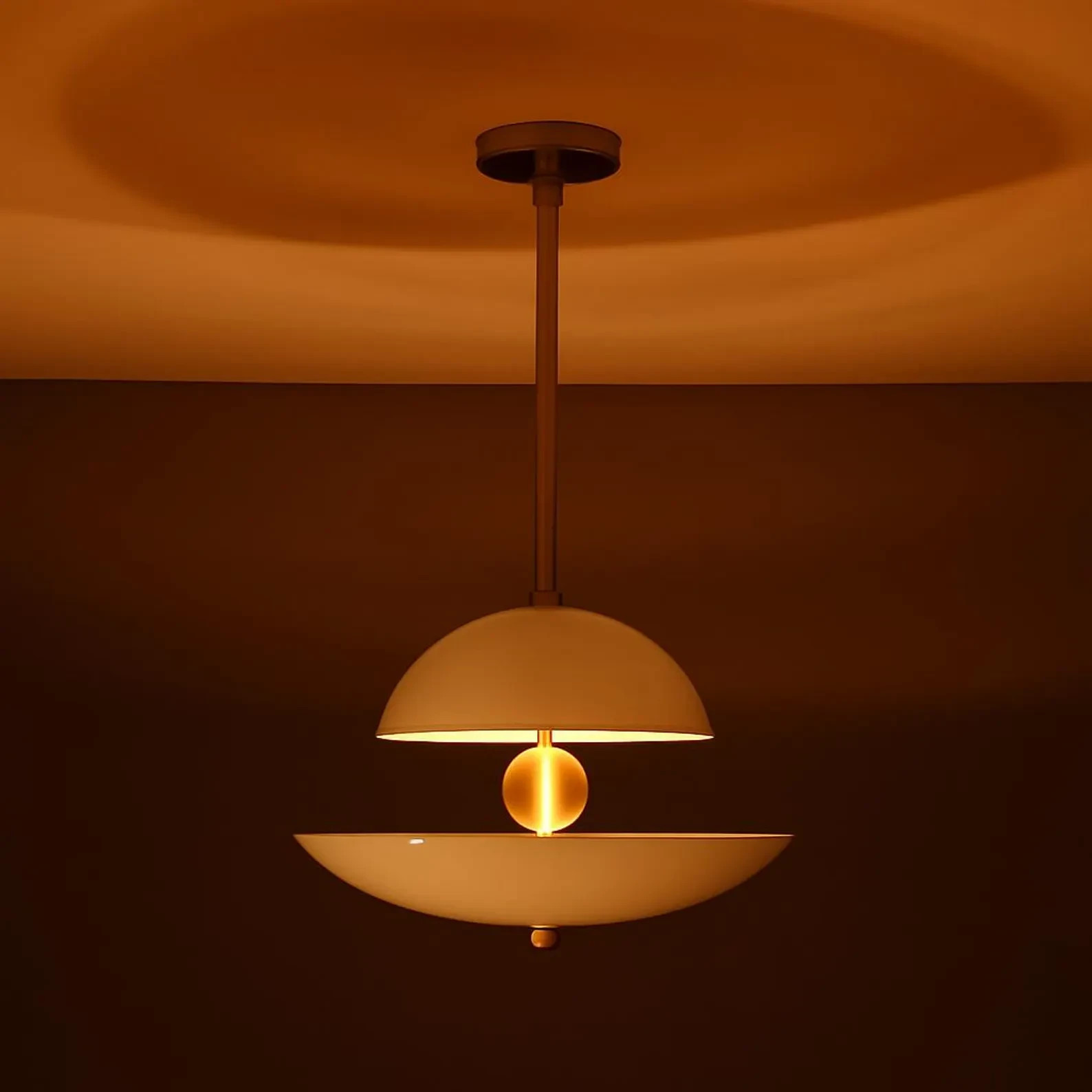Mid Century Sputnik Chandelier: Raw Brass 6-Light Cosmic Hanging Pendant