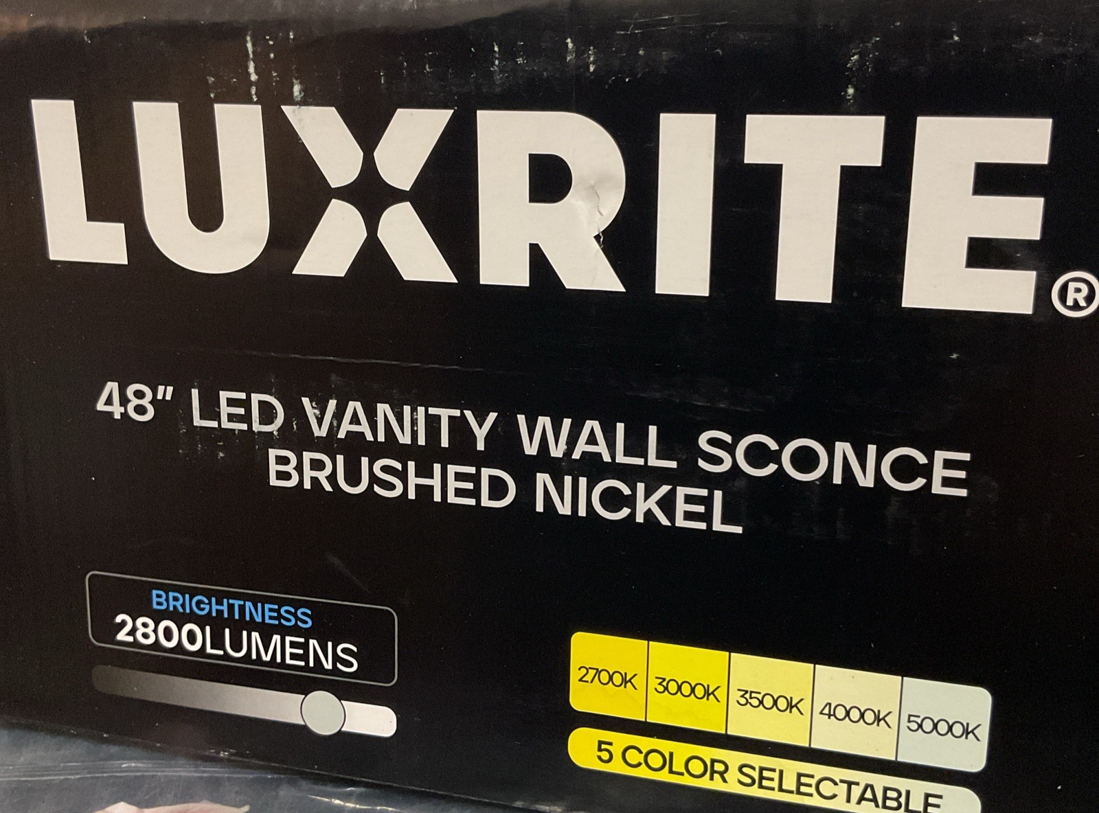 🥥 Luxrite 48 in. 1-Light Brushed Nickel Fixture 5CCT Vanity 38W🆕AS SHOWN👇