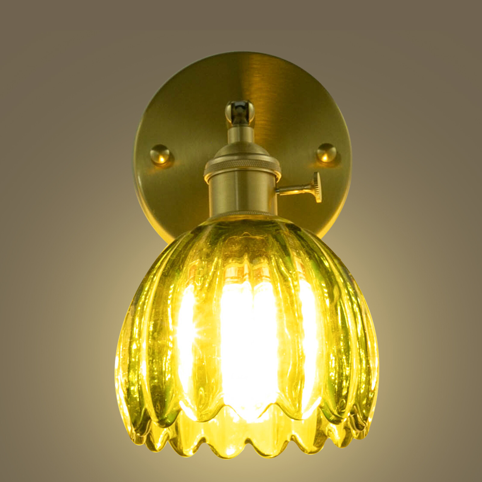 Nordic Green Metal Bedroom Wall Lamp Flower Glass Shape Wall Sconce Light USA