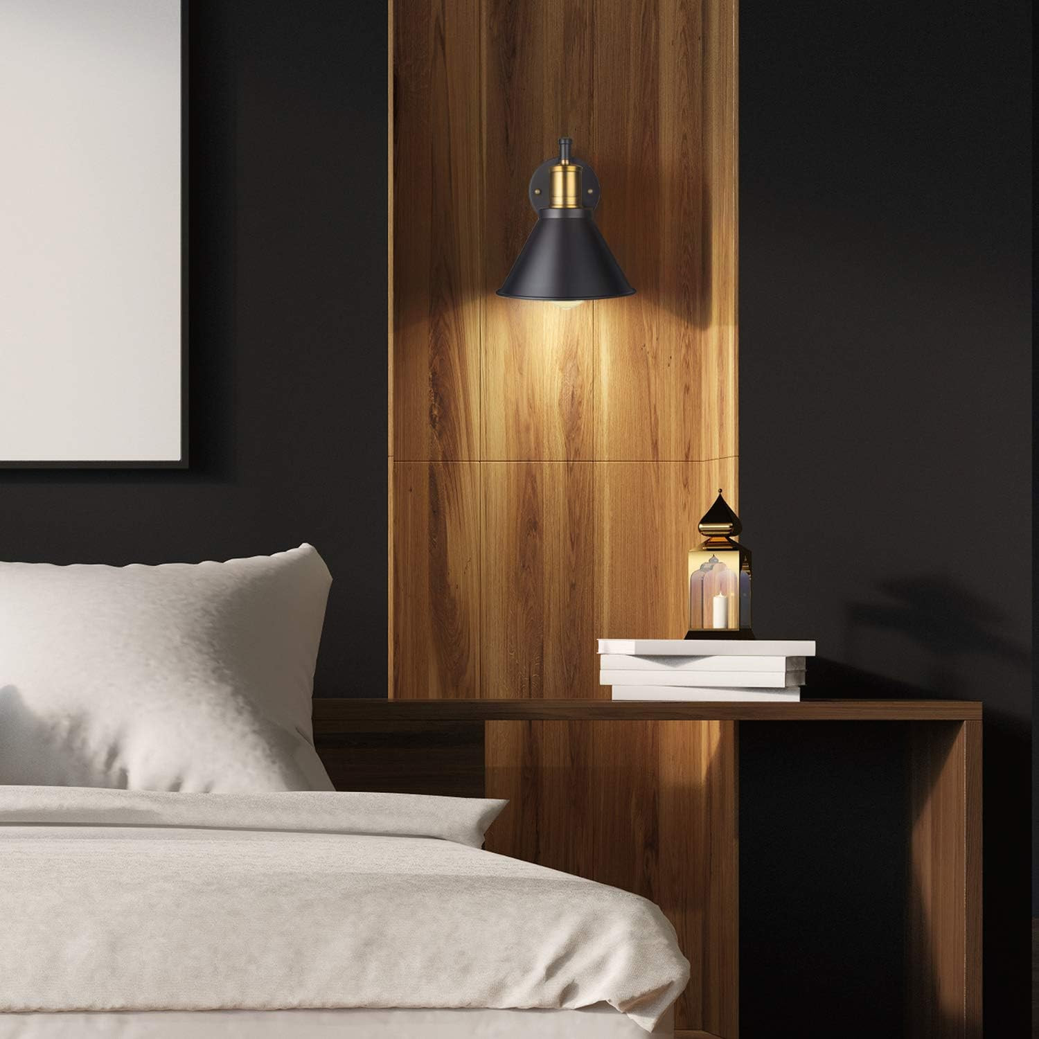 Swing Arm Wall Lamp Plug-In Cord Industrial Wall Sconce, Bronze and Black Finish