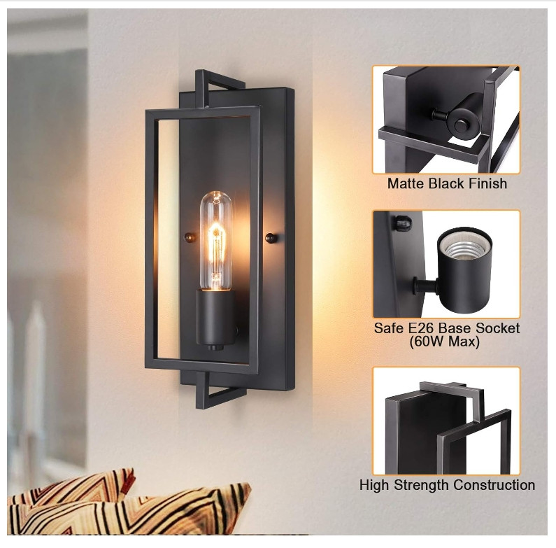 Maylaywood Industrial Wall Sconces Set of 2, Modern Indoor Lighting Hardwired