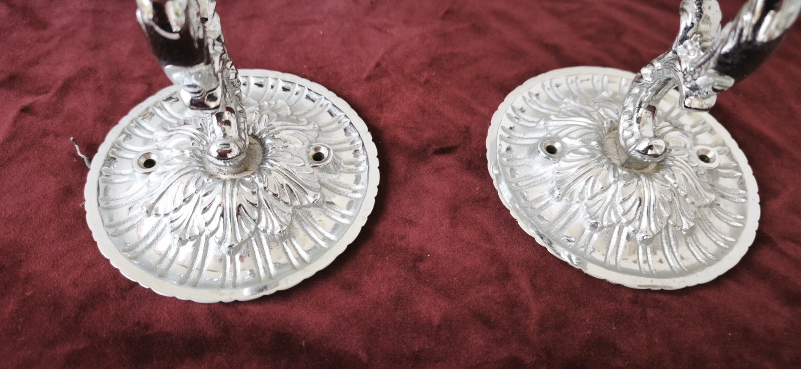 Vintage Wall Sconce Pair 1960s Glass Globe Lights Diamond Cut Chrome.