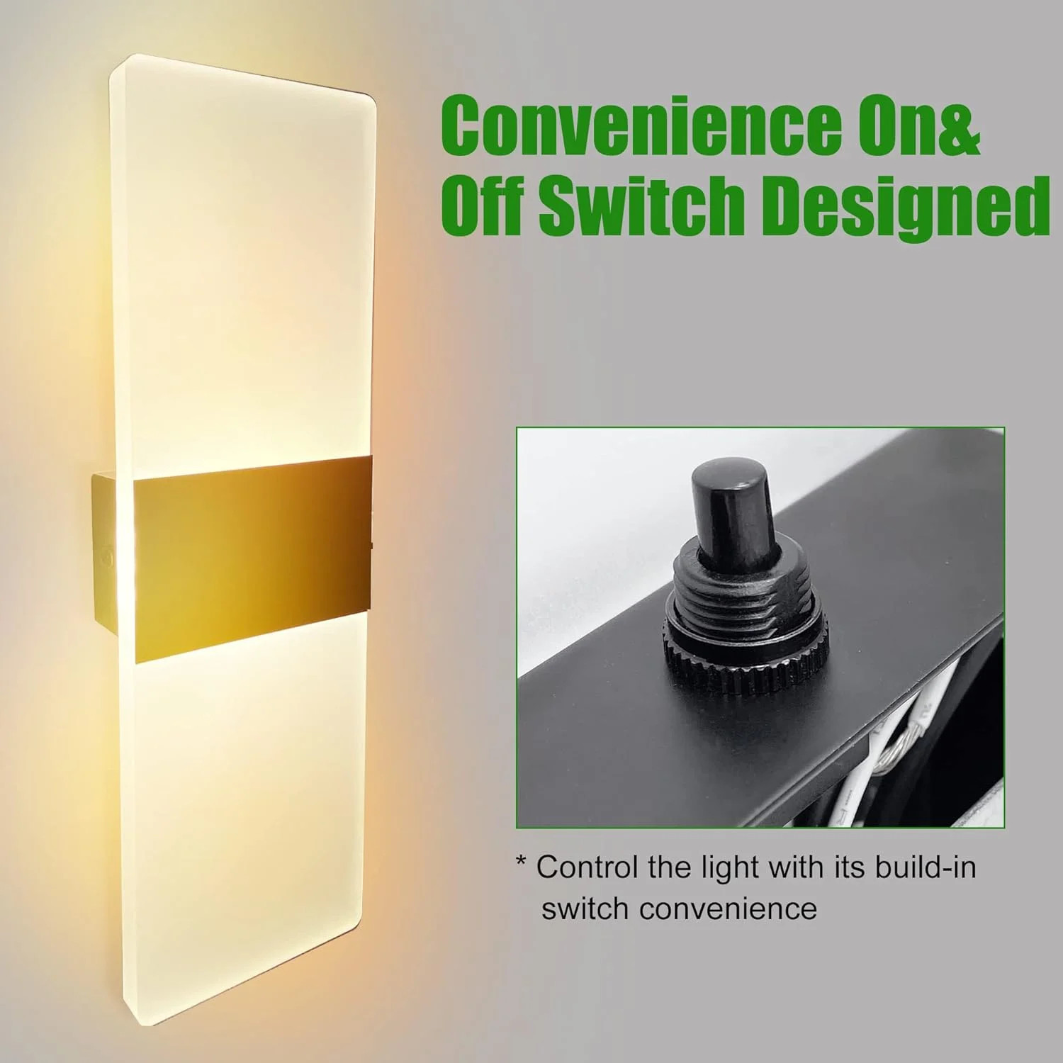 2Pack RV LED Wall Sconce with Switch, 12Volts RV Interior Vanity Light Fixture w