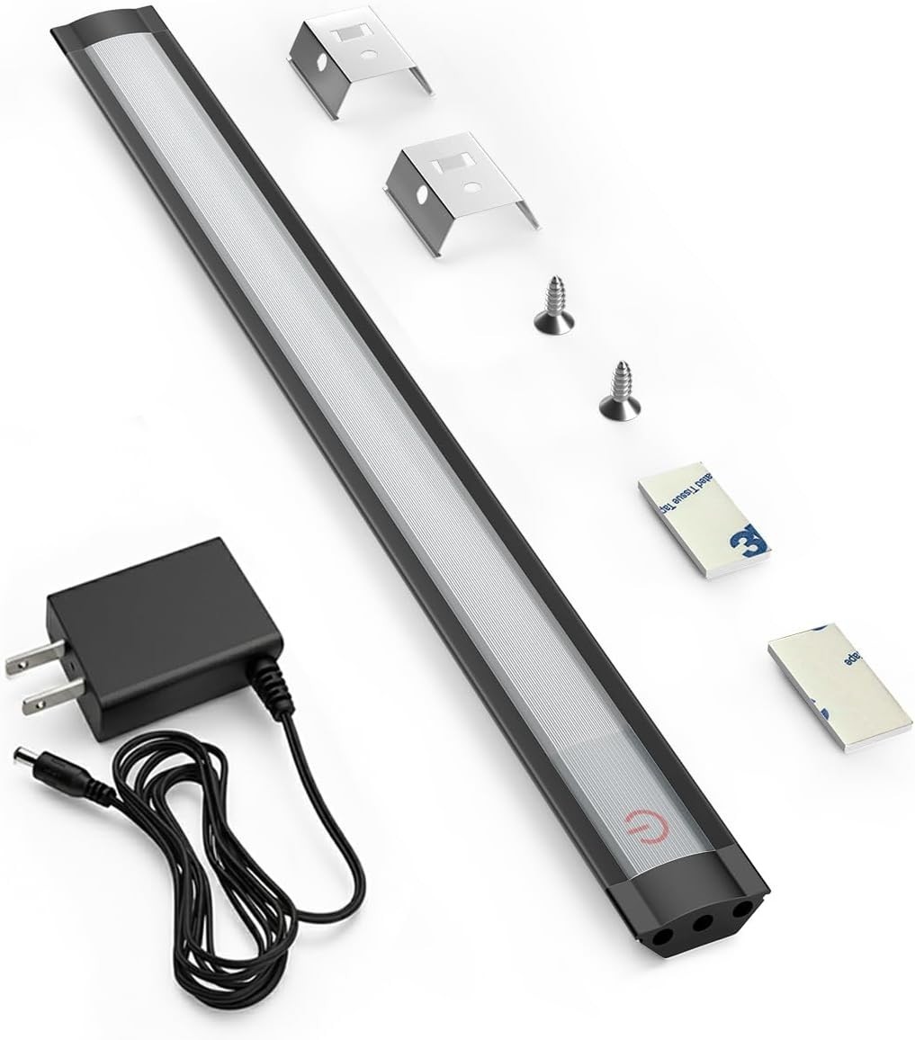 12″ Touch Activated Dimmable LED Bar – Stylish Under Cabinet Lighting in Black