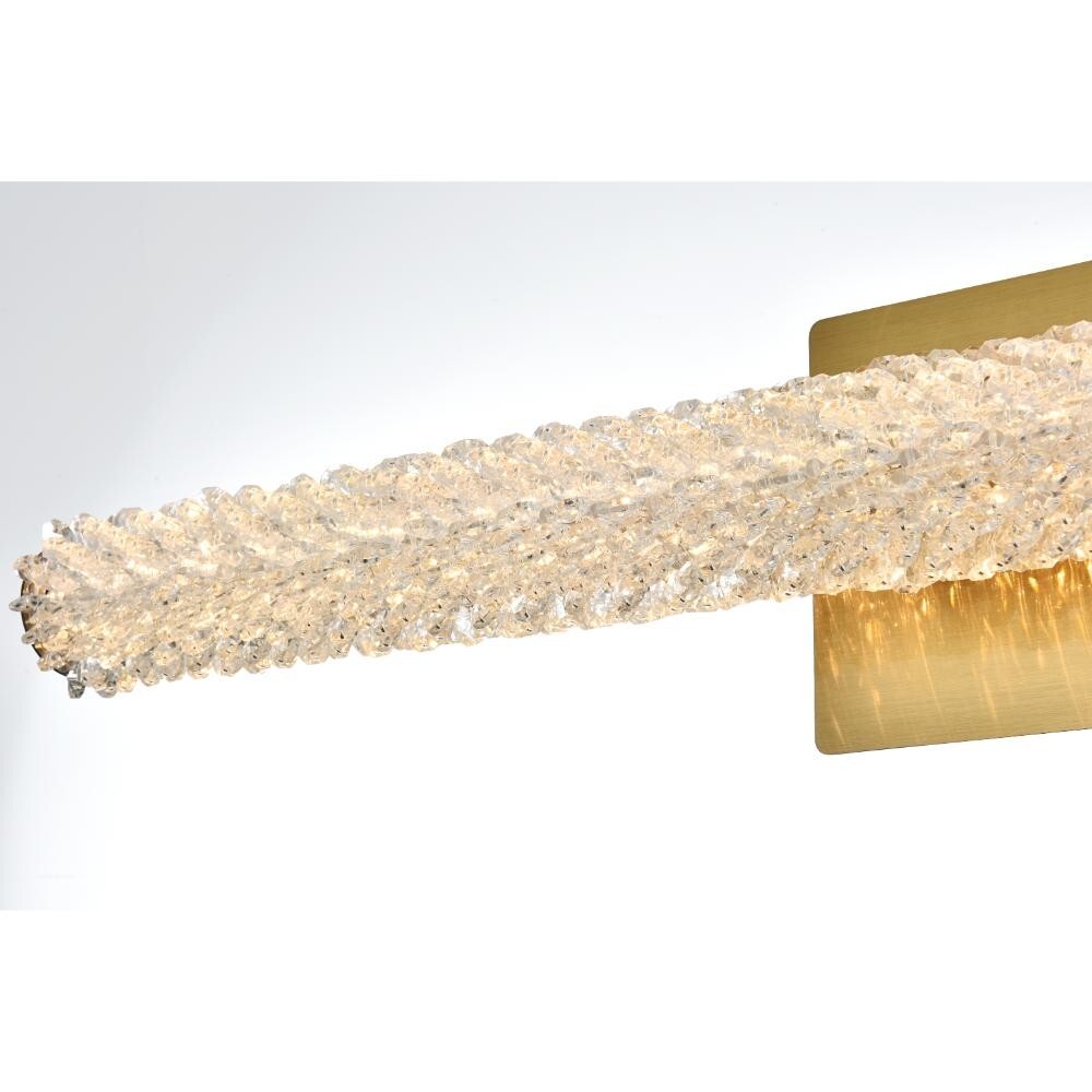 BATHROOM VANITY HALLWAY CRYSTAL WALL SCONCE MODERN LIGHT FIXTURE SATIN GOLD 30″