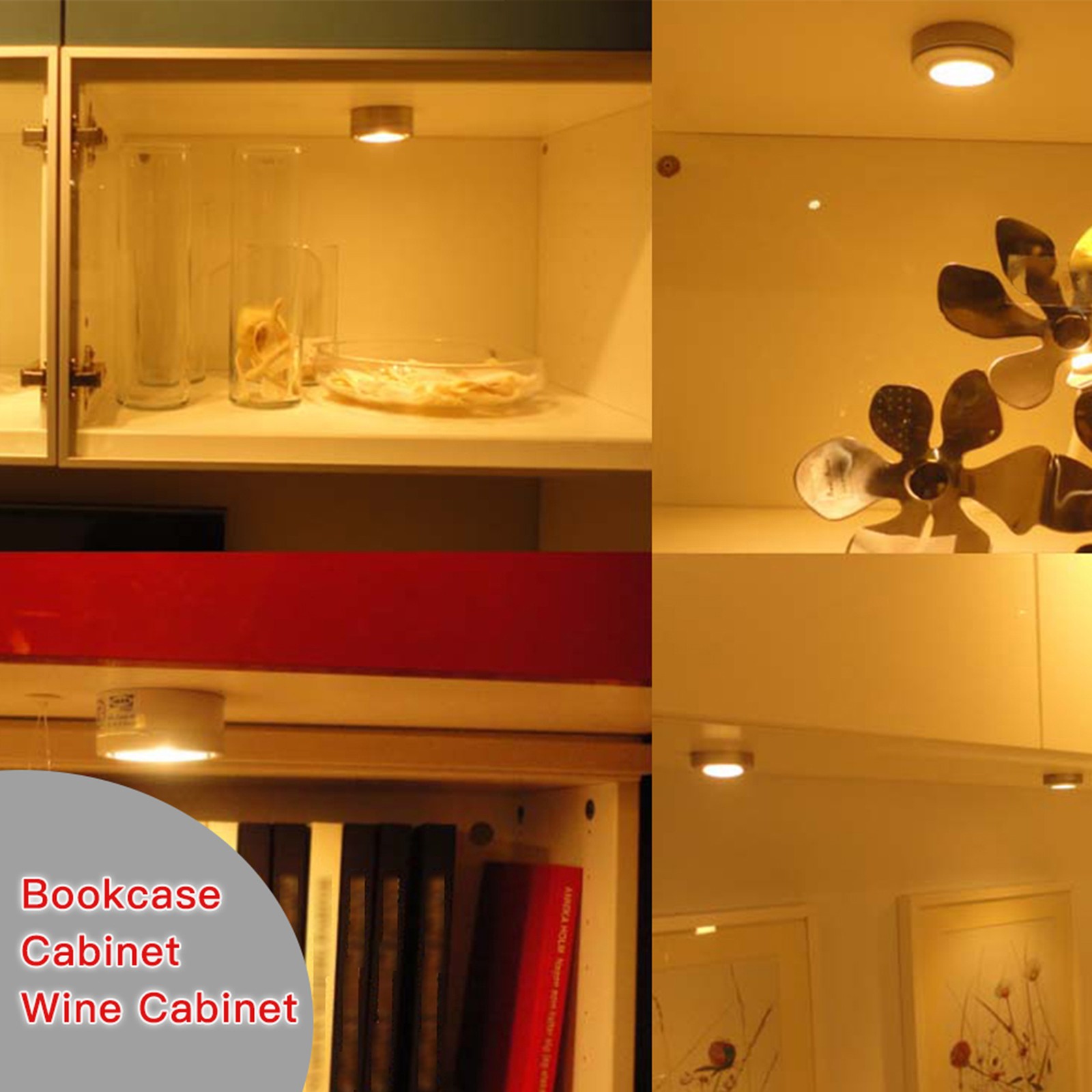 6PCS Slim Round Shape RGB LED Under Cabinet Light Kit SMD5050 Puck Lamp Col BDPY