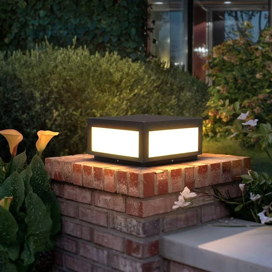 Outdoor Post Light Hard Wired, AC100-240V 11.8″ Column Light, Square Pillar MBVT
