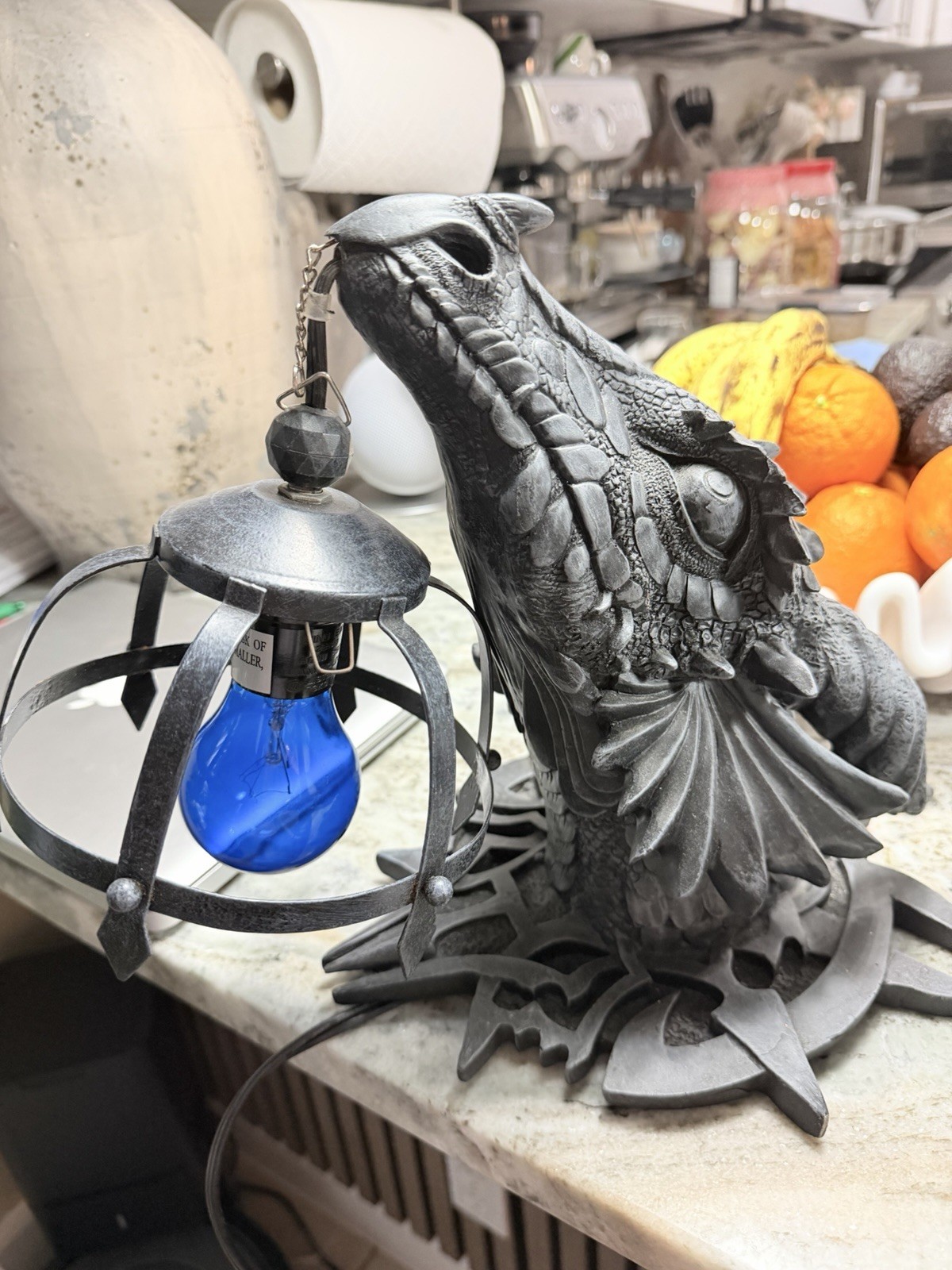 Pacific Giftware Resin Gargoyle Dragon Wall Sconce, Corded, Globe, Red/Blue