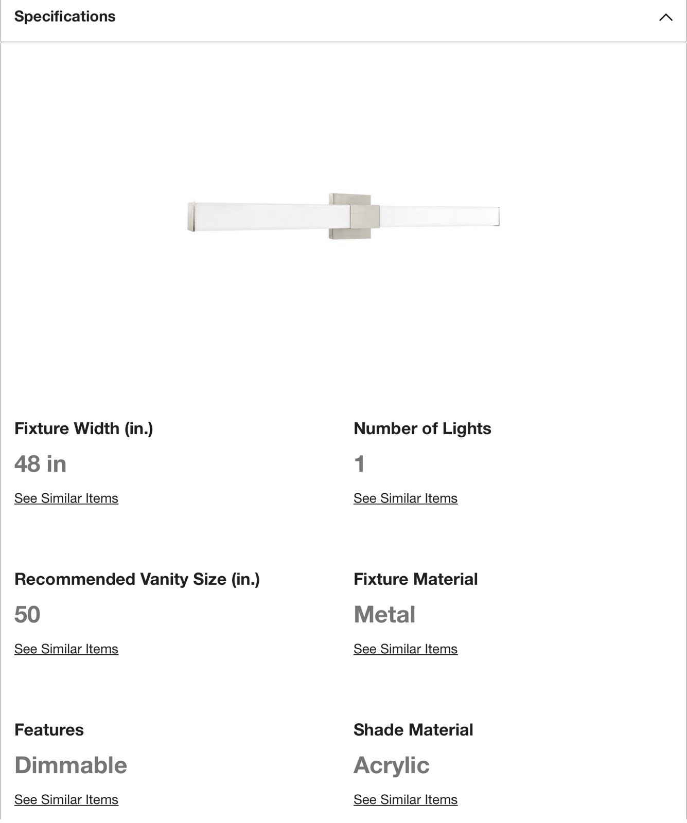 🥥 Luxrite 48 in. 1-Light Brushed Nickel Fixture 5CCT Vanity 38W🆕AS SHOWN👇