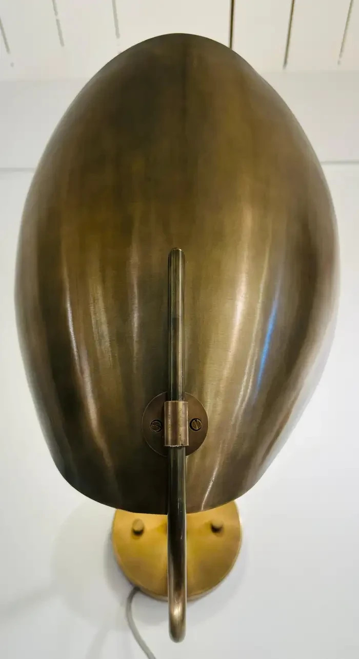 Pair of Large Contemporary Polished Brass «Beetle» Wall Sconce Light Uplighters