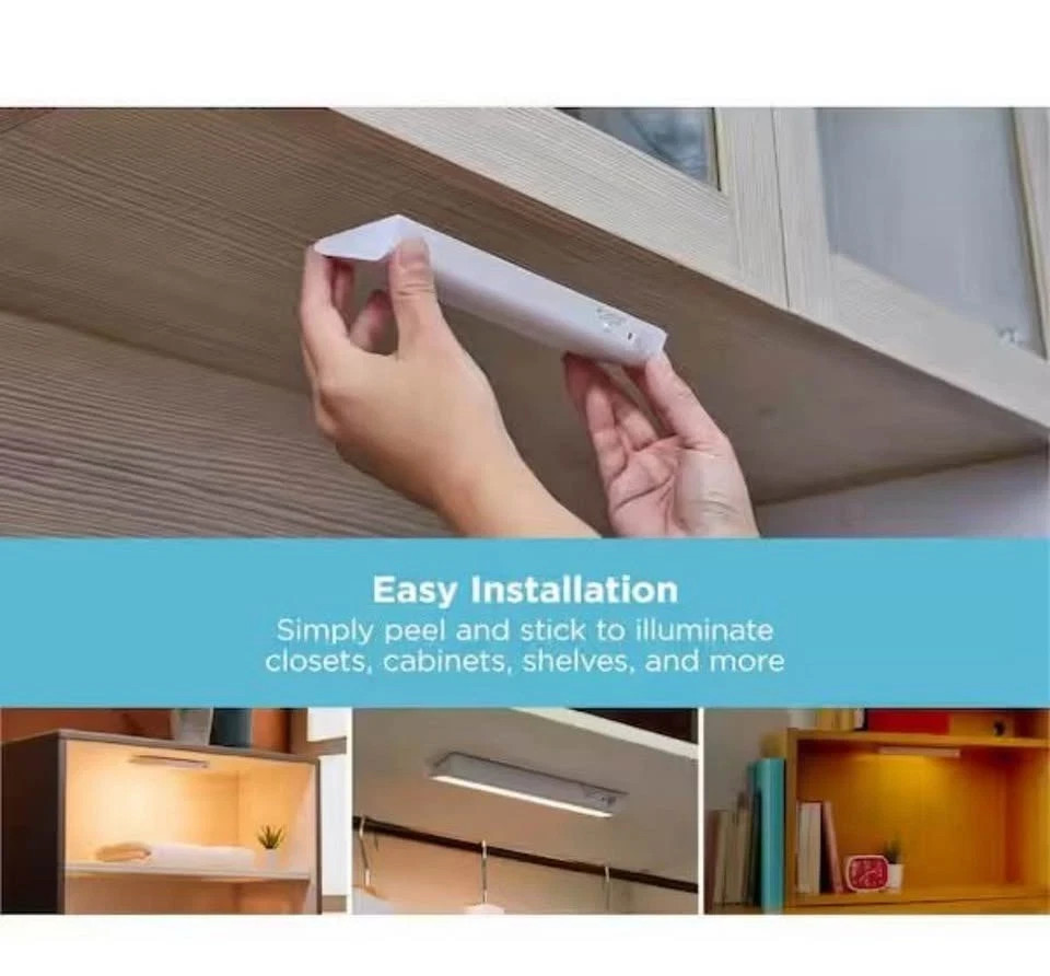 BLACK+DECKER 9 in. LED 2-Bar Battery Under Cabinet Lighting Kit in Warm White