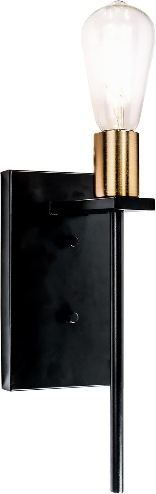 Elegant 1-Light Indoor Wall Fixture in Matte Black & Warm Brass, 4.75″ W