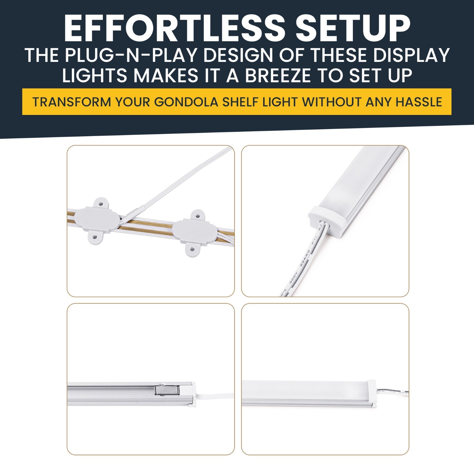 LED Shelf Lighting, 6500K Shelf LED Lights with Opalescent PC Cover, 50,000-Hour
