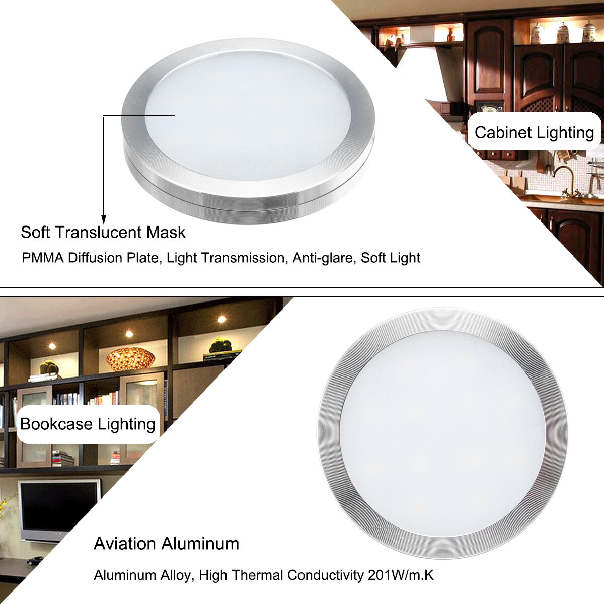 ZIGBEE 3.0 Smart RGB LED Under Cabinet Lighting Closet Shelf Round Lamp 4/6/9Set