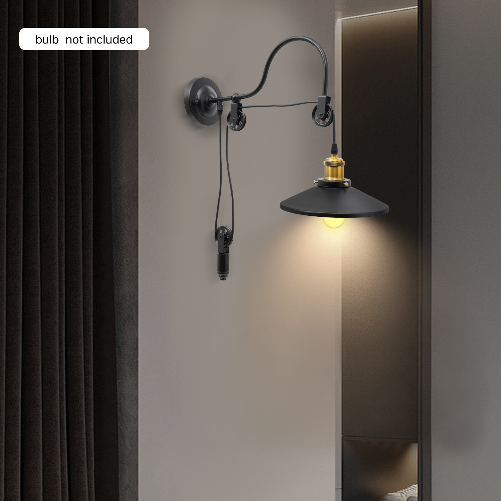 Vintage Wall Mounted Lamp Wall Hanging Light Pulley Light Fixture Wall Sconce US