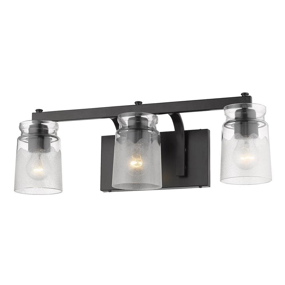 Golden Lighting Travers 4.5 in. 3-Light Black Bath Vanity Light