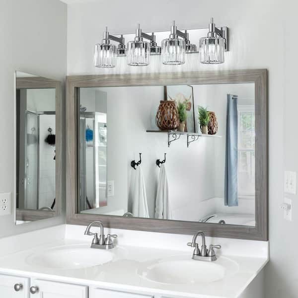 EDISLIVE Orillia 27.6 in. 4-Light Modern Chrome Vanity Light w/ Crystal Shade