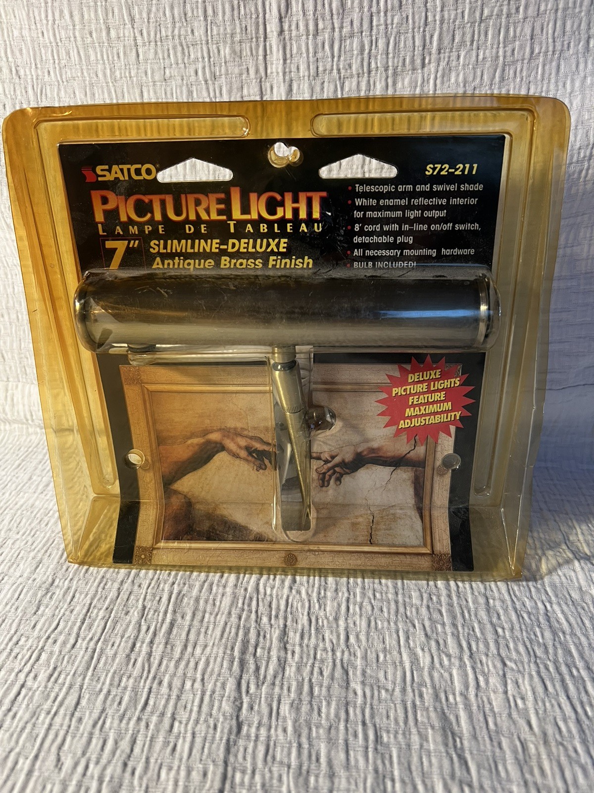 SATCO 7″ Picture Light Slim-Line Deluxe Antique brass finish