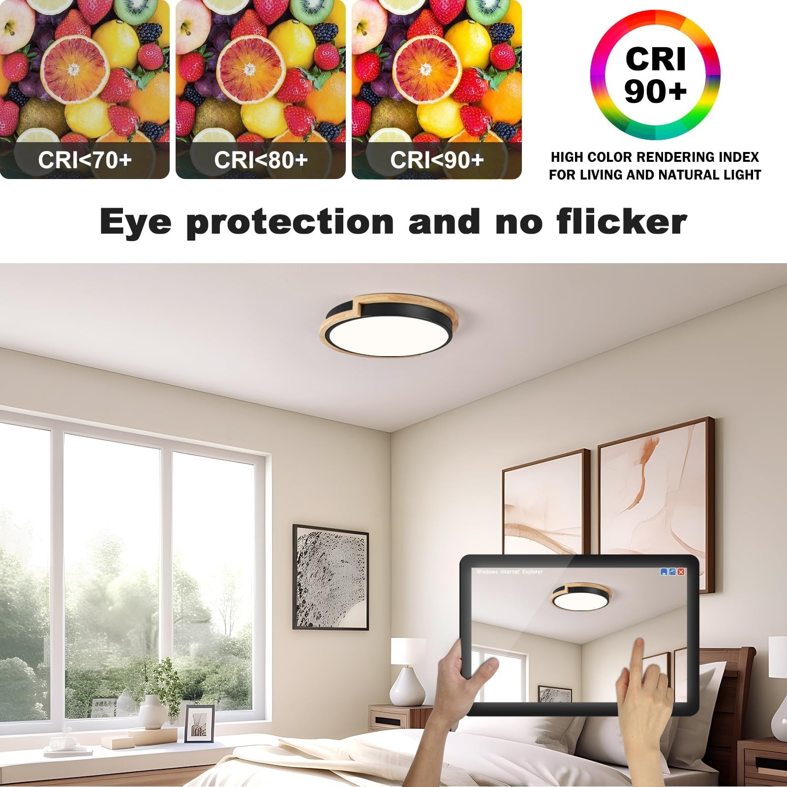 Modern LED Close to Ceiling Light, Round Flush Mount Ceiling Lighting Fixture…