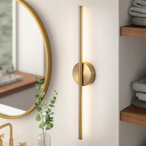 RRTYO Byers 23.6 in. 1-Light Gold Modern Linear 3000K Warm Light LED