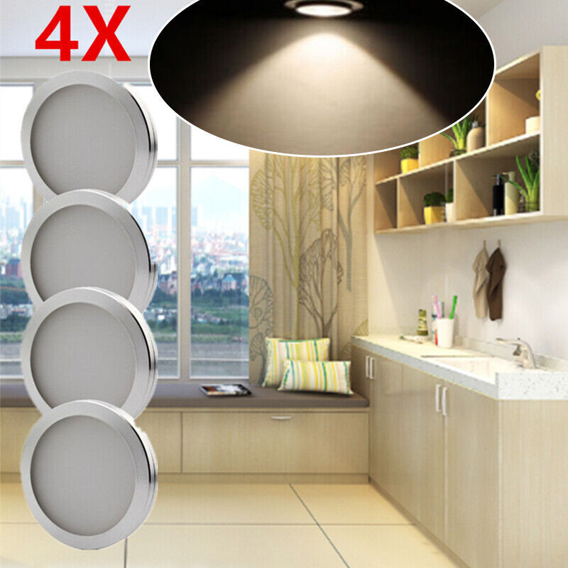4PC Under Cabinet Lighting LED Light Kit Set Closet Kitchen Shelf Lamp Hardwired