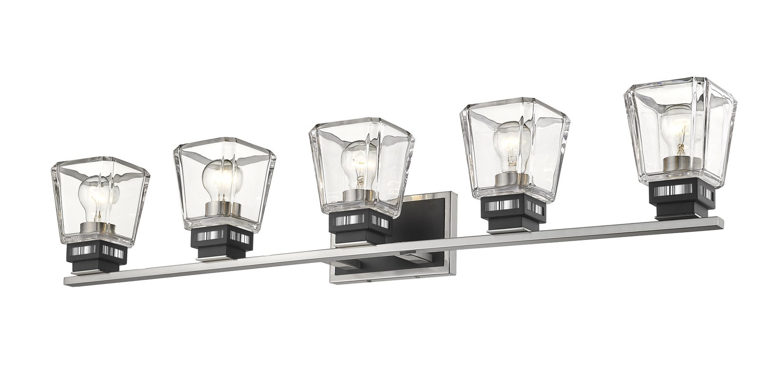 Z-Lite 474-5V Chrome/Black Jackson 5-Light 42″W Bathroom Vanity Light