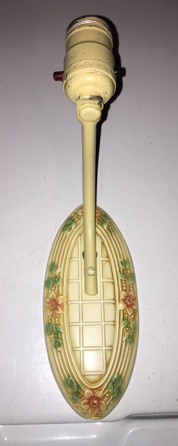 10″ vintage wall sconce with art deco flowers, great paint design light fixture