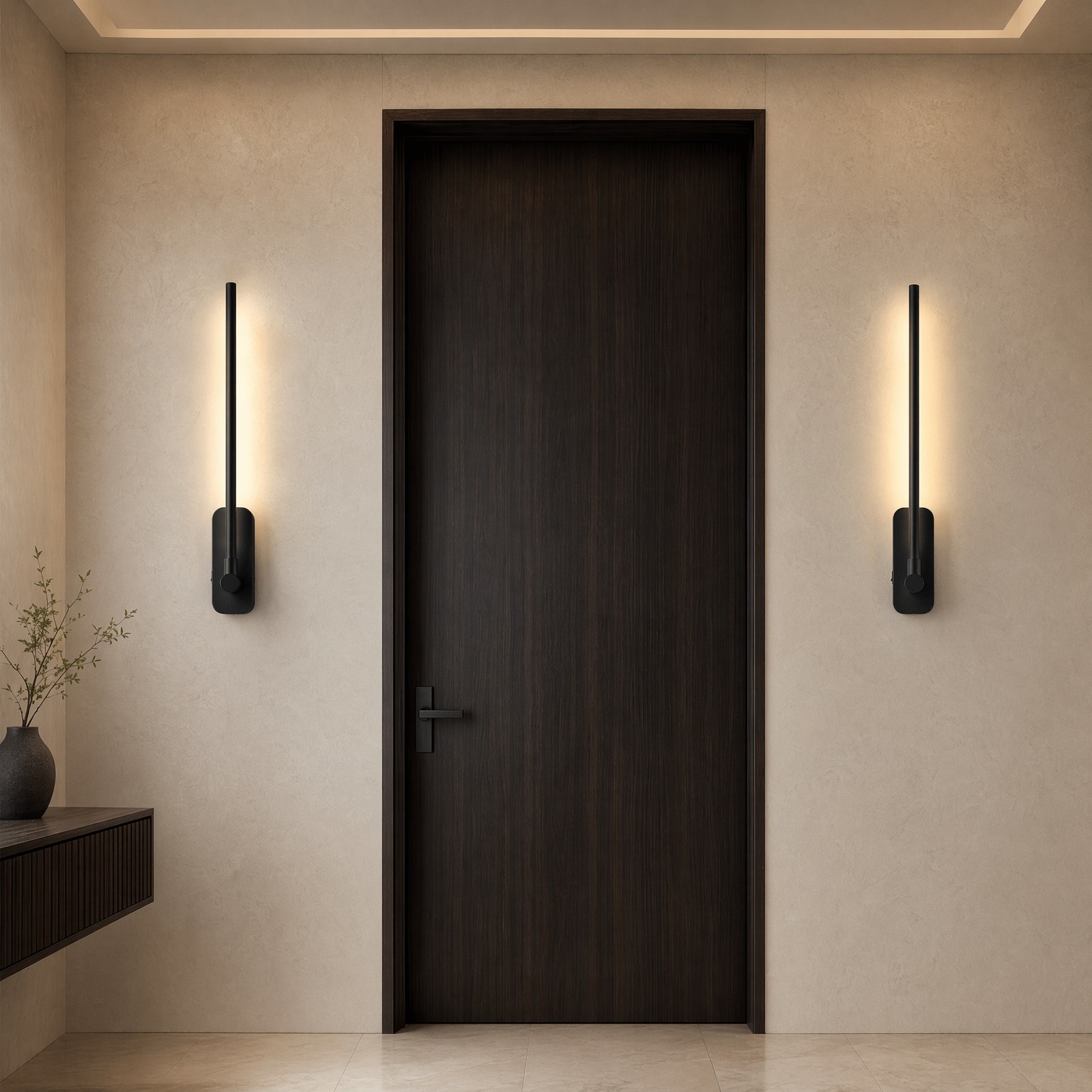 2 Pack 21» Black Battery Operated LED Wall Sconce Light w Remote 3CCT 5000mAh