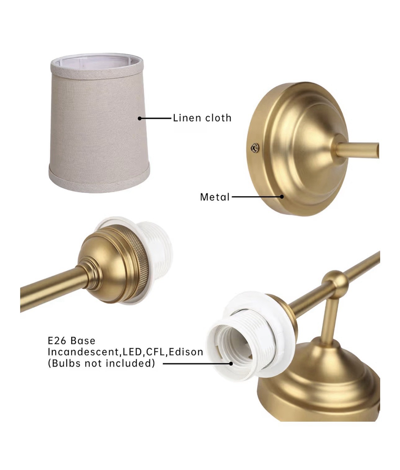 JIMUBEAM Antique Finish Sconce Wall Lighting Fixture with Linen Fabric Shade
