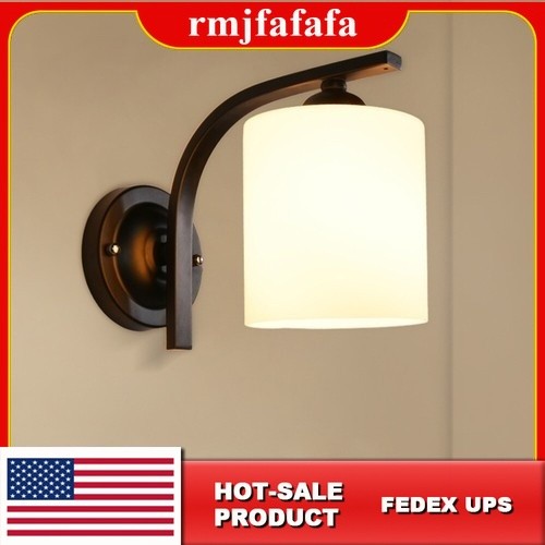 Modern Cylinder Glass Wall Light Sconce Lighting Lamp Fixture Bedroom Home Decor
