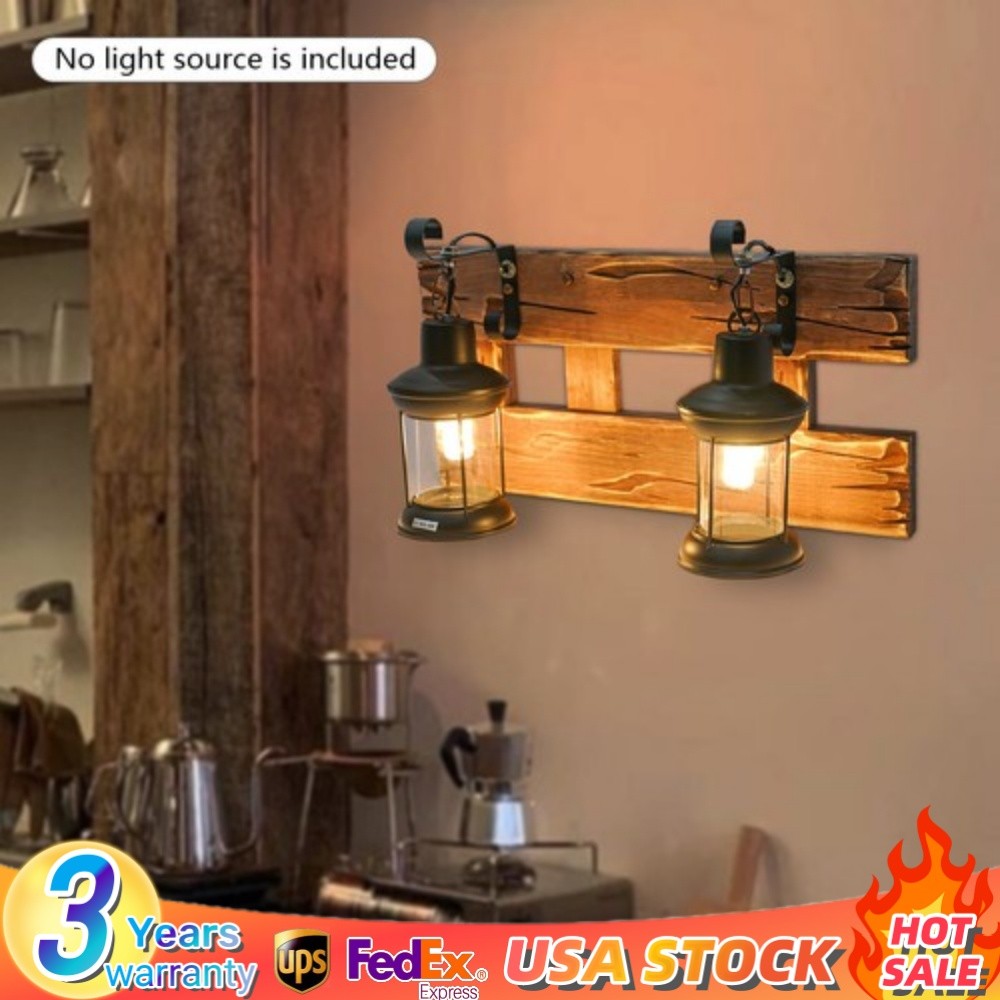 Metal Glass Wall Lamp Rustic Lighting Fixture LED Glass Light Sconce Bathroom