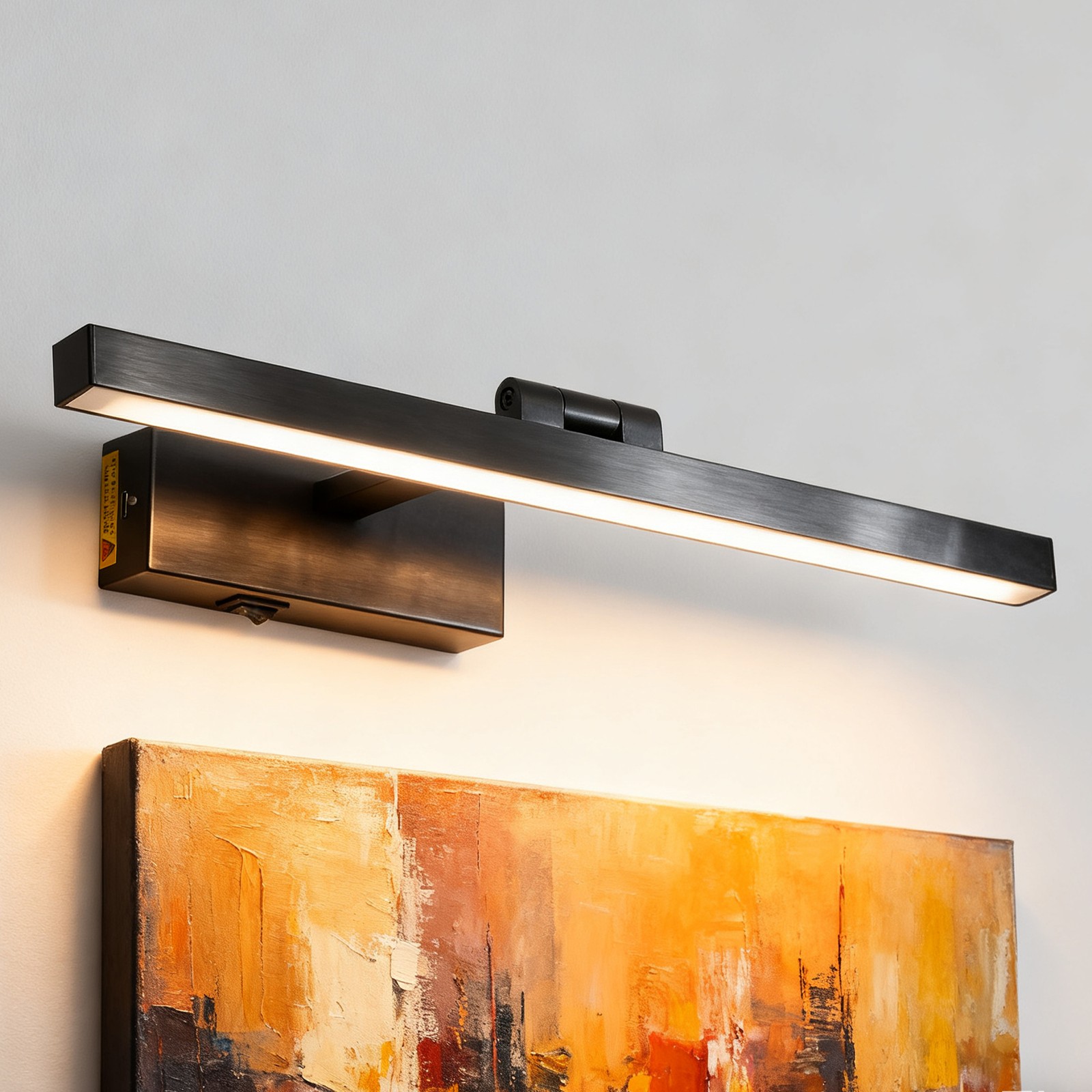 LED 16″ Picture Light 3 CCT Black Wall Sconce Battery Operated w Remote 5000mAh