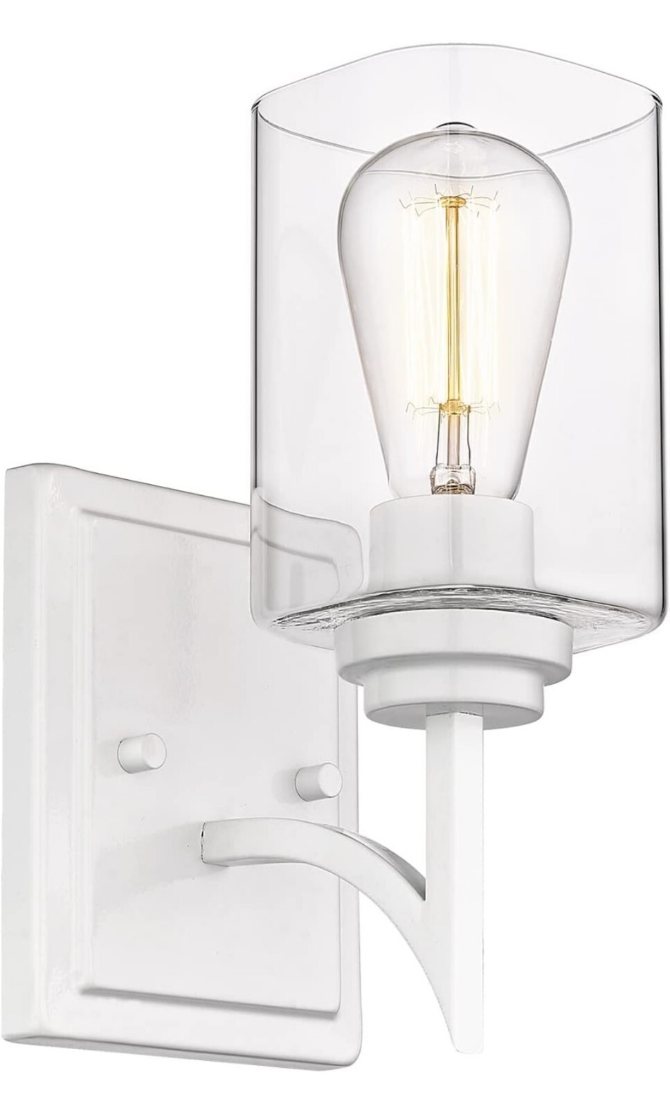Bathroom Vanity Light Modern Wall Sconce with Square Clear Glass Shade White…