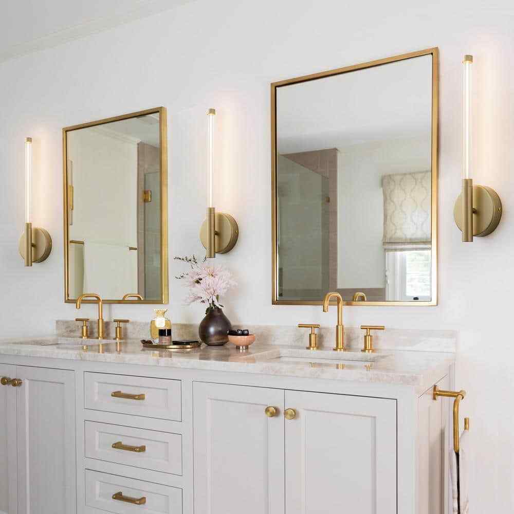 LLHZSY 16.93 in. 1-Light Gold Linear Dimmable Integrated LED Vanity Wall Sconce