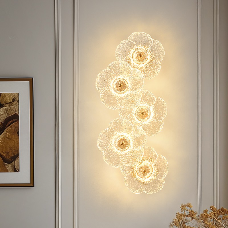 Modern Flower-Shaped Sconce Glass Wall Light for Bedroom Living Room Home Decor