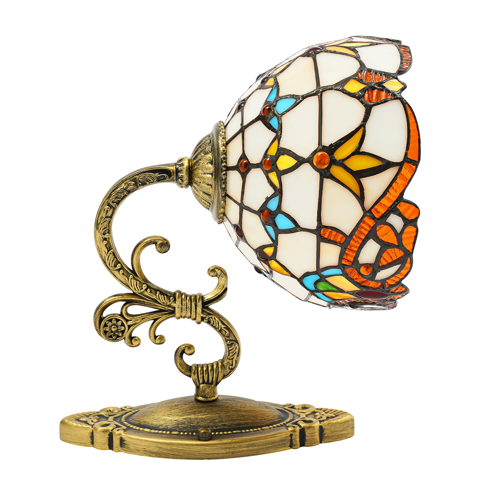 220V Wall Mount Lamp Baroque Wall Sconce Stained Glass Light Art Decor Fixture