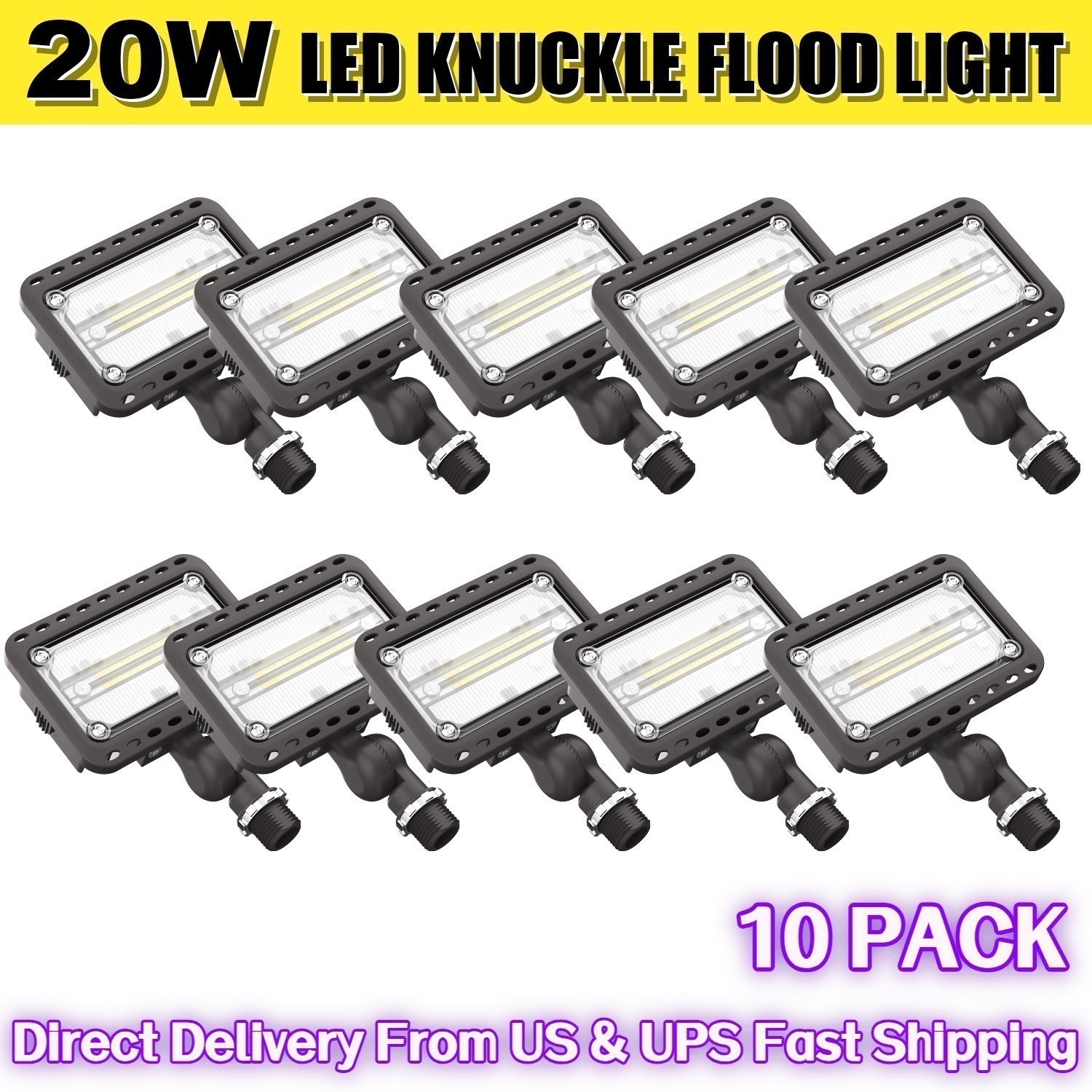 10 PACK LED Wall Light Knuckle Flood Light Mini Lamp Rotatable 20W 5000K 120V