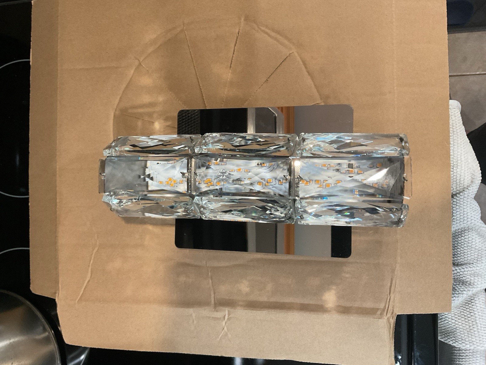 Home Decorators Collection Keighley LED Chrome and Crystal Wall Sconce New