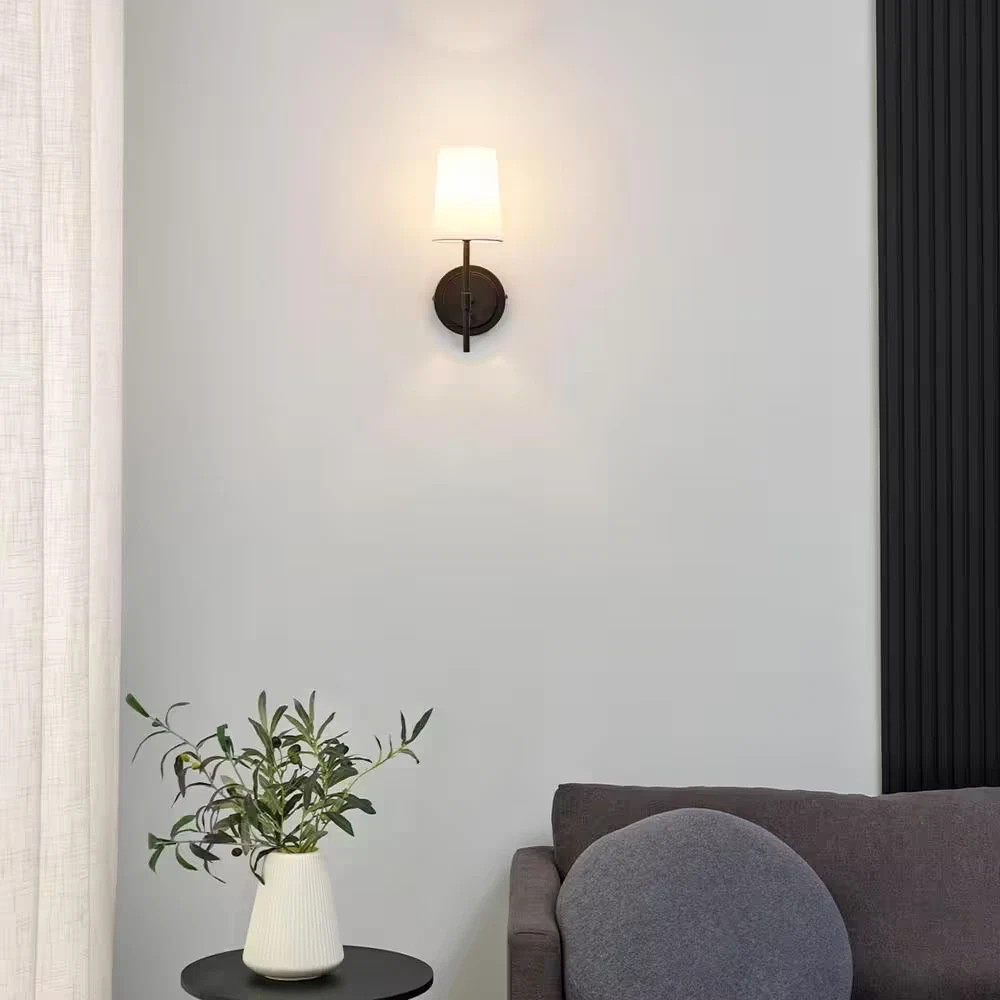 Hampton Bay Ridgeway 6 in. 1-Light Matte Black Plug-In/Hardwire Wall Sconce
