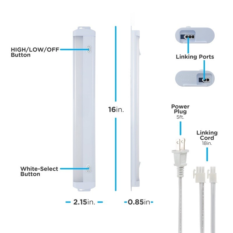 Dimmable LED Under Cabinet Light Linkable 530 Lumens Energy Efficient Fixture US