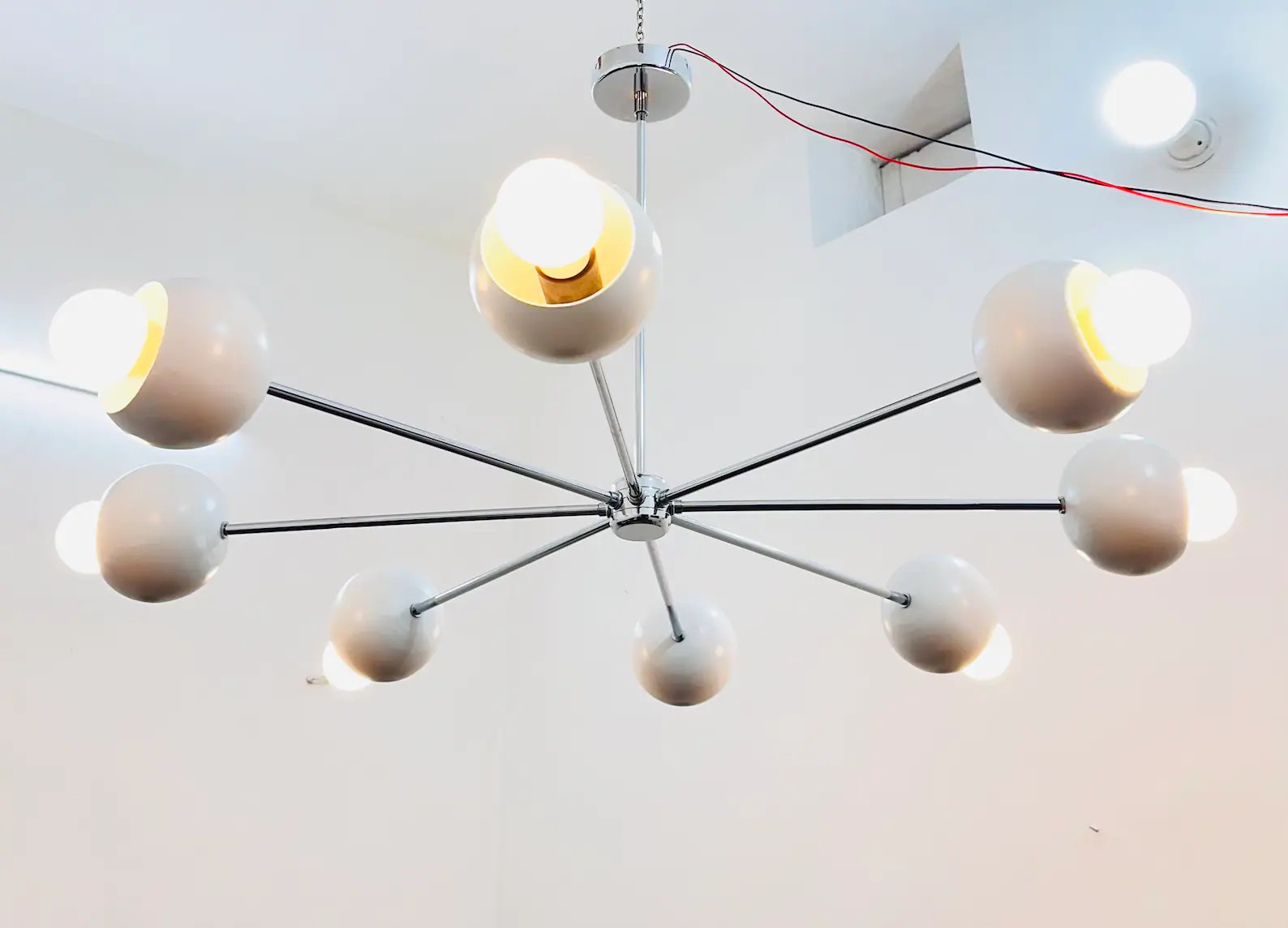 Handmade Modern Italian Pinwheel Eyeball Brass Sputnik Chandelier Ceiling Light