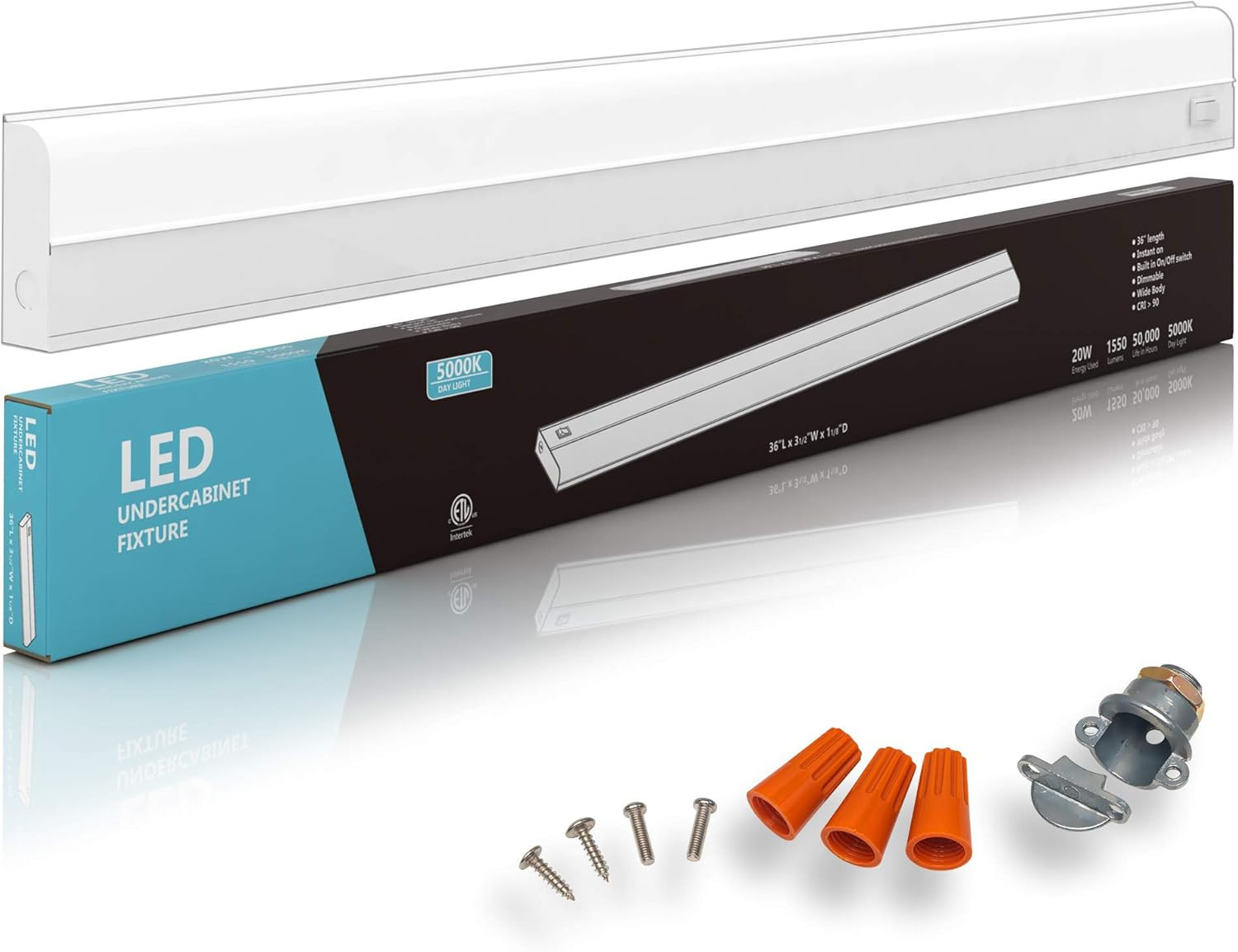 Hardwired LED under Cabinet Task Lighting – 16 Watt, 24″, Dimmable, CRI 90, 5000