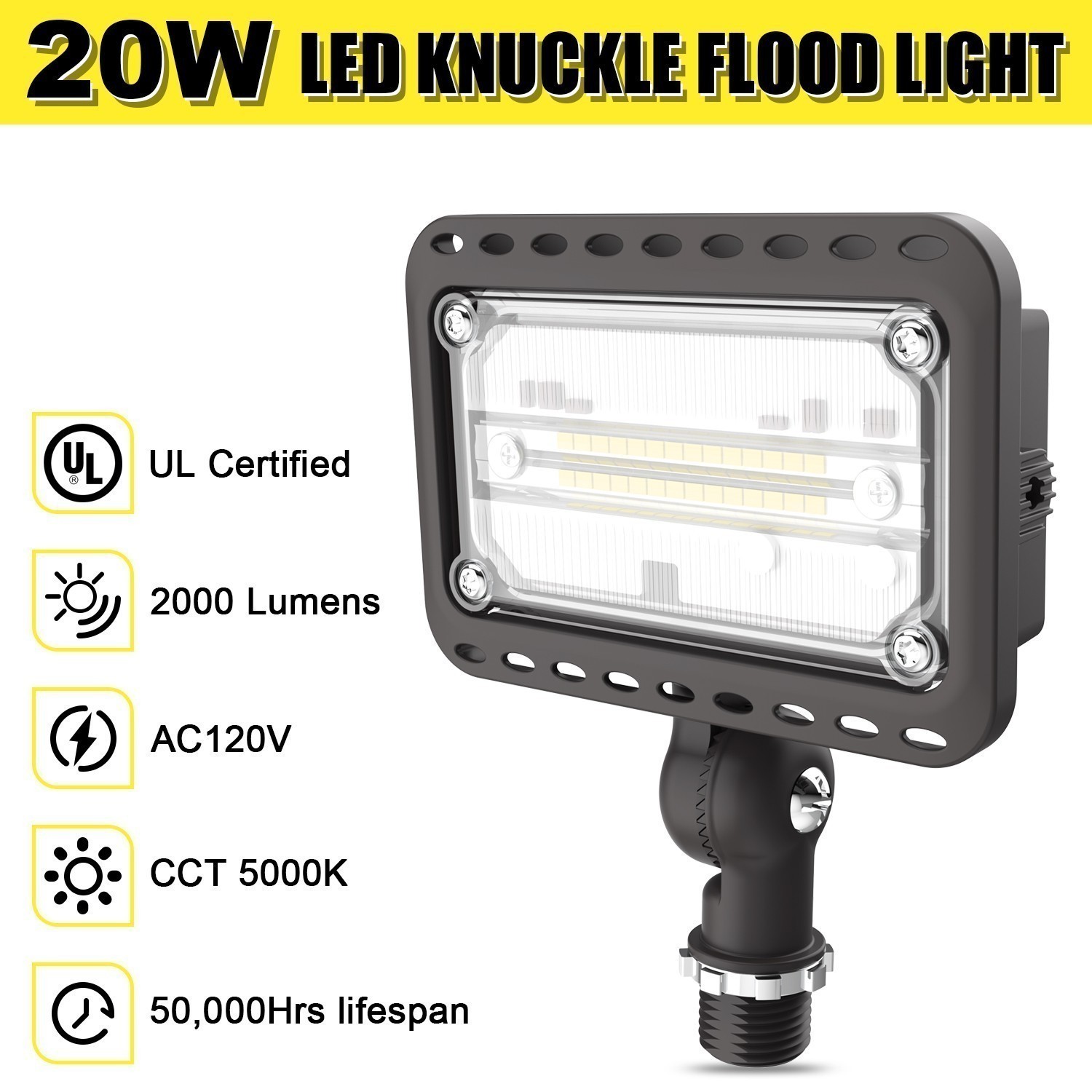 10 PACK LED Wall Light Knuckle Flood Light Mini Lamp Rotatable 20W 5000K 120V