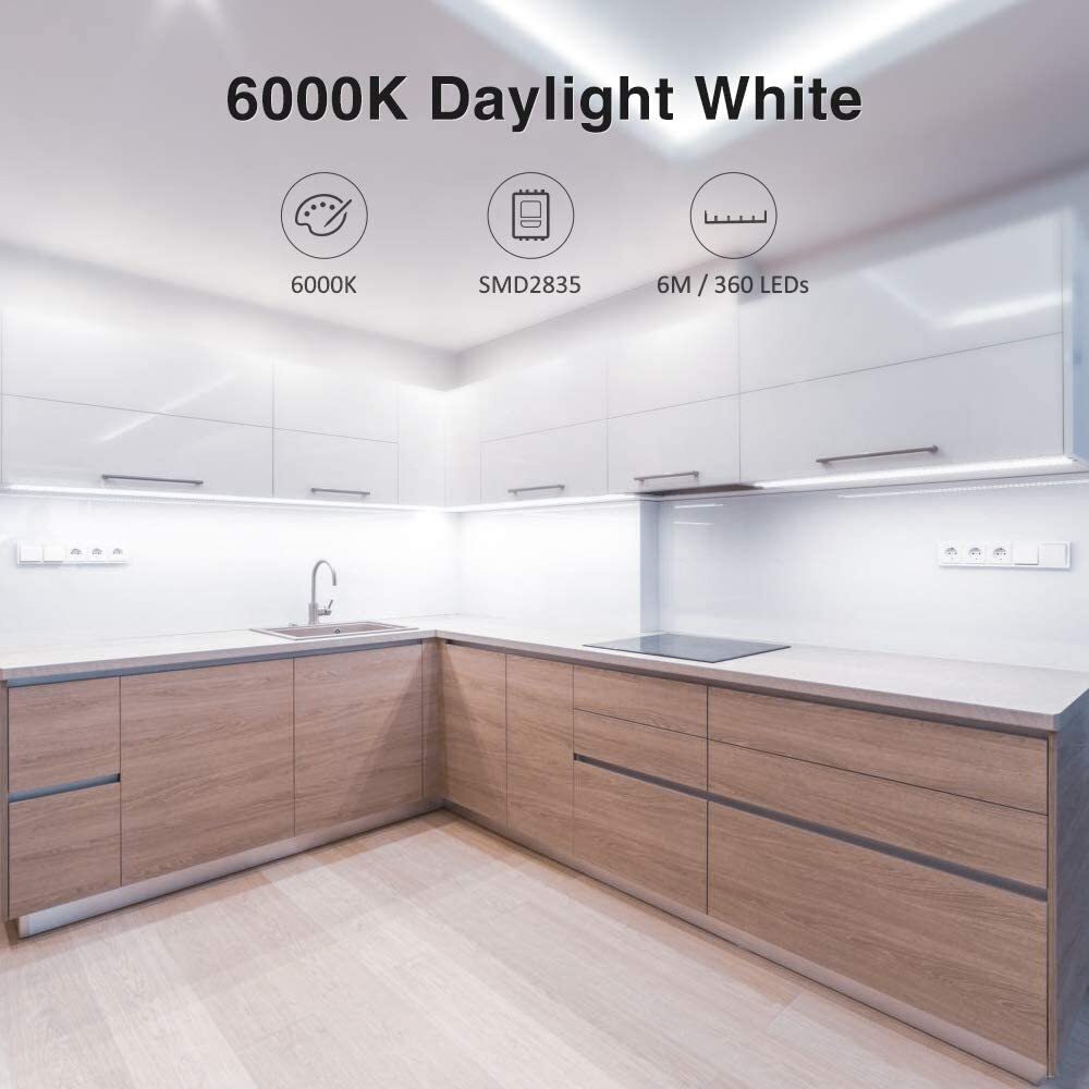 Novostella LED Strip Lights 20-40ft 6m-12m Dimmable Cold White Room Day Lights