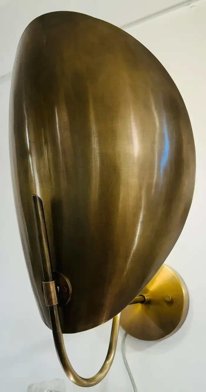 Pair of Large Contemporary Polished Brass «Beetle» Wall Sconce Light Uplighters