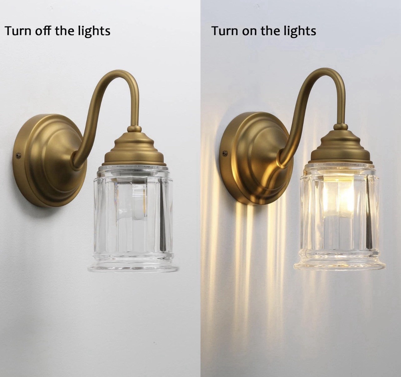 New Vintage Style Wall Sconce Clear Glass Bell Gold Hardwired E26 Base Damaged B