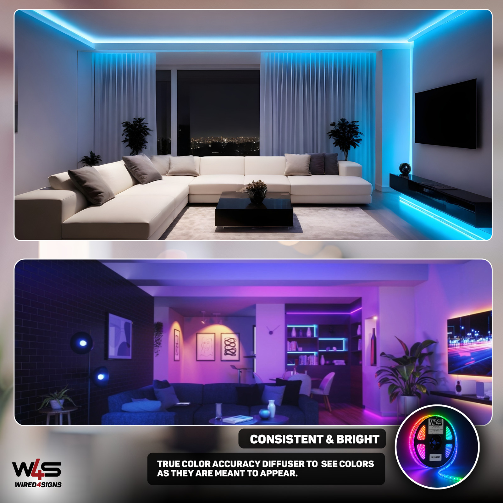 Wired4Signs Black Cherry Frost Series RGB COB LED Strip 24V IP20 Indoor