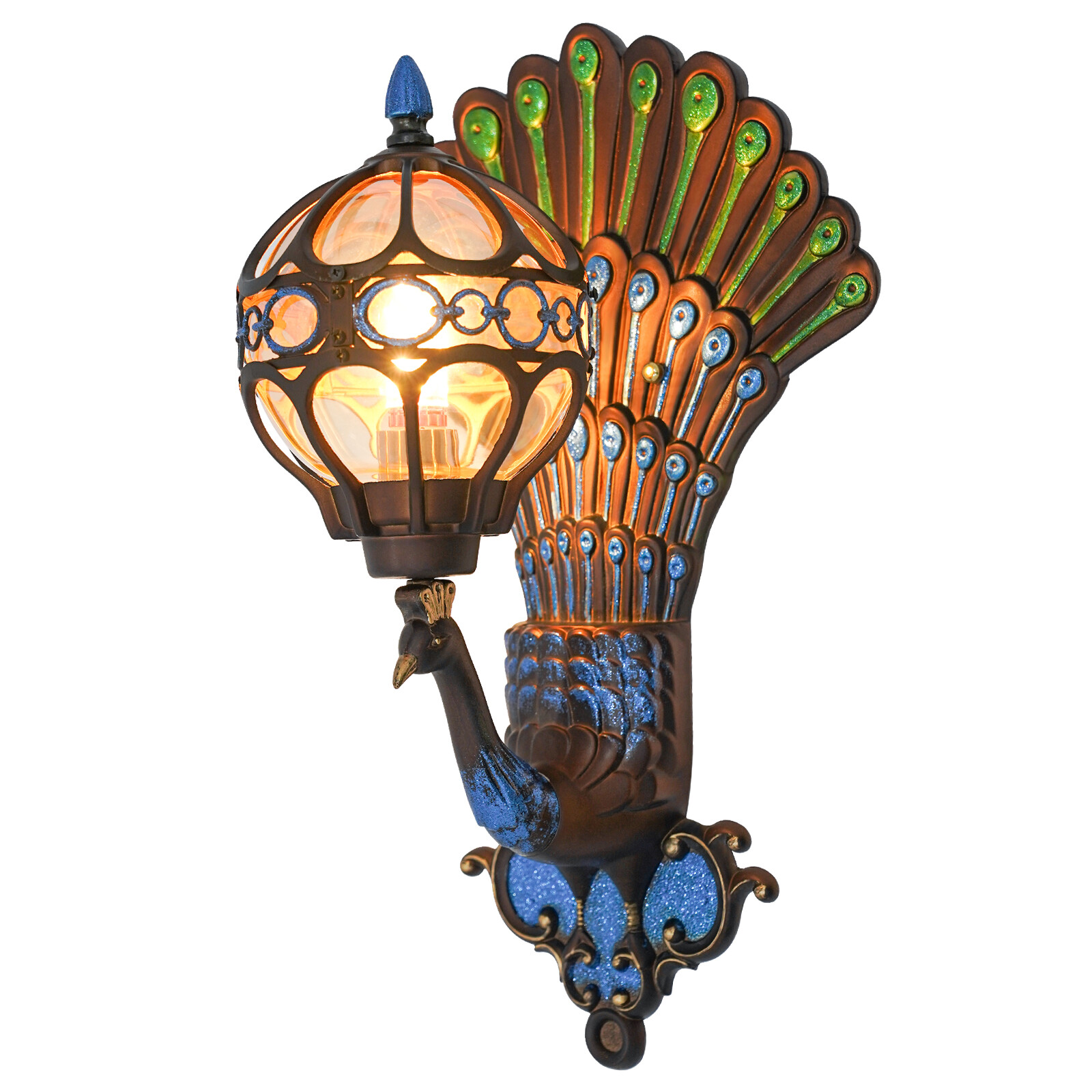 E26 Antique Vintage Peacock Wall Light Waterproof Fixture Wall Sconce Porch Lamp