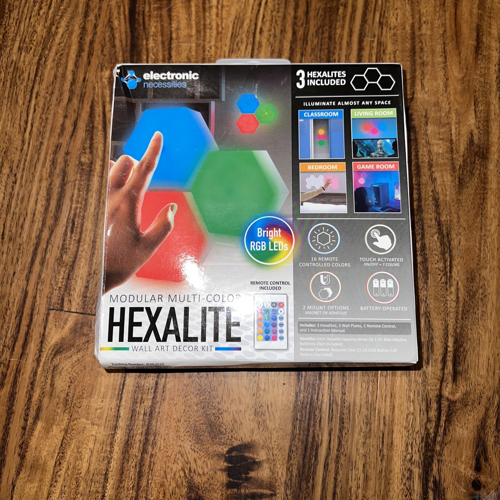 3pk Touch-Sensitive Multi-Color RGB LED Modular Hexagon Wall Light w/ Remote 