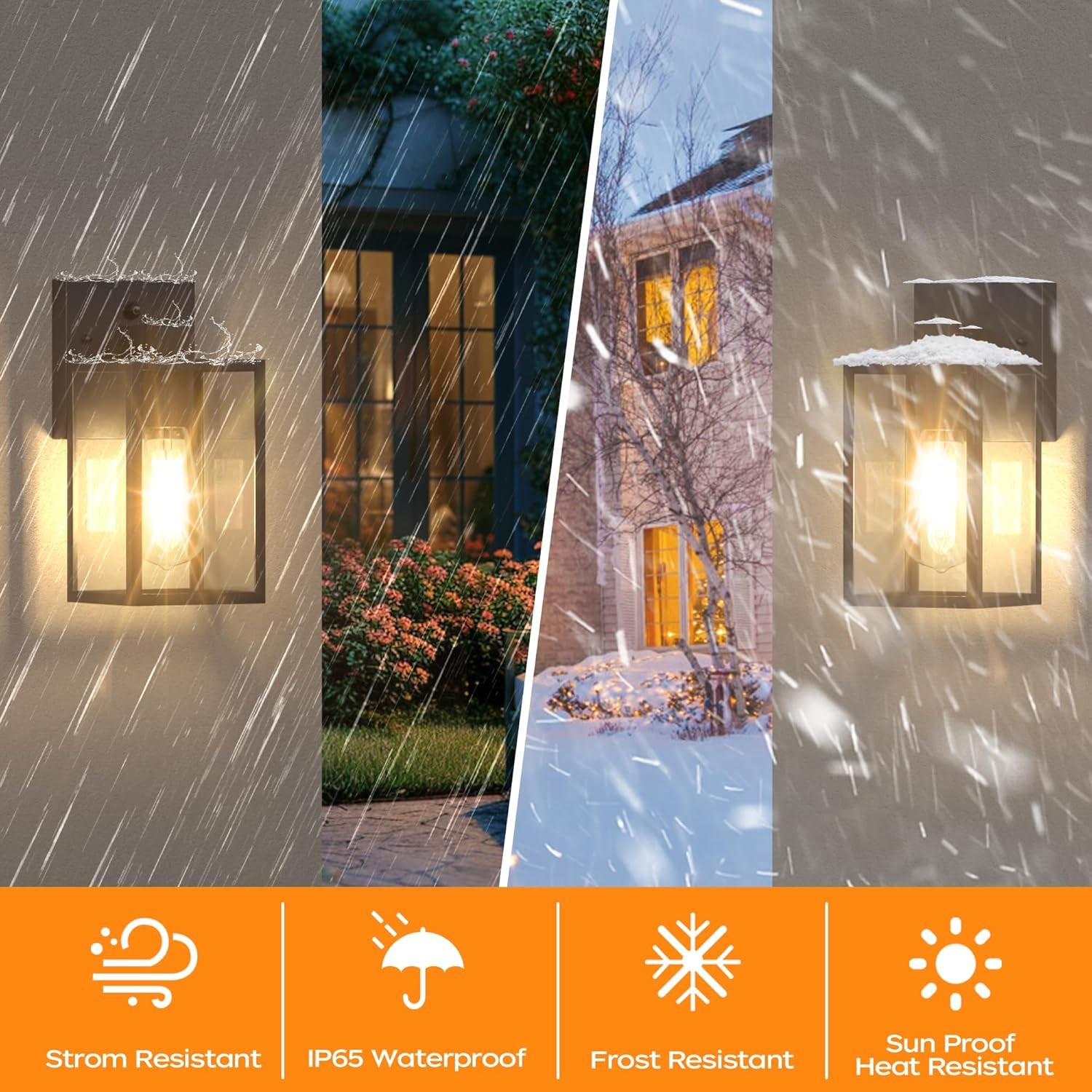 Dusk to Dawn Outdoor Wall Lights Fixture LED Wall Sconce With Bubble Crystal